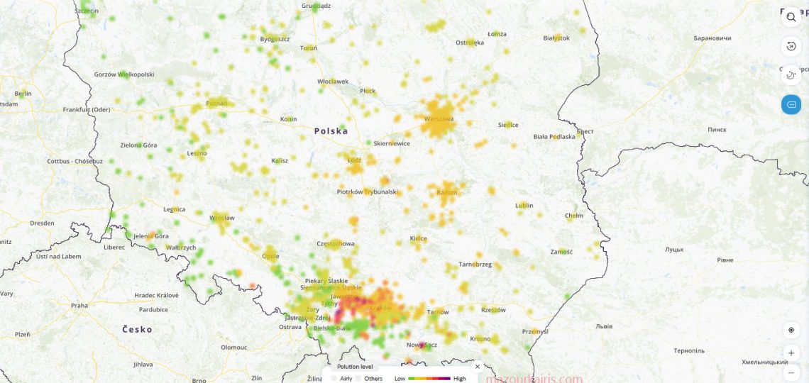 ポーランドの大気汚染マップ