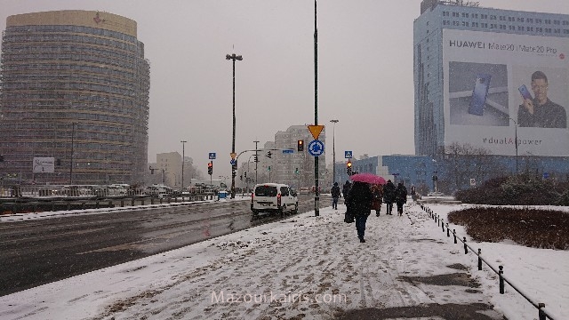 冬のワルシャワ雪景色