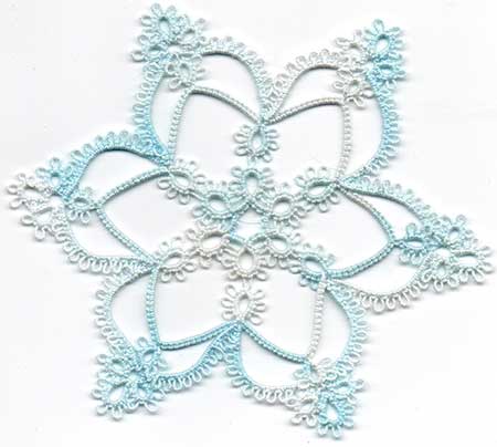 タティングレース無料編み図雪の結晶星モチーフ