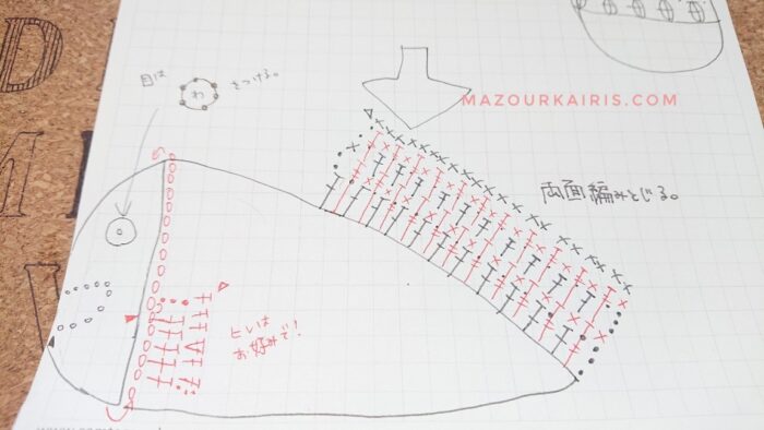 freediagram-taiyaki-amigurumiたい焼き編み図無料