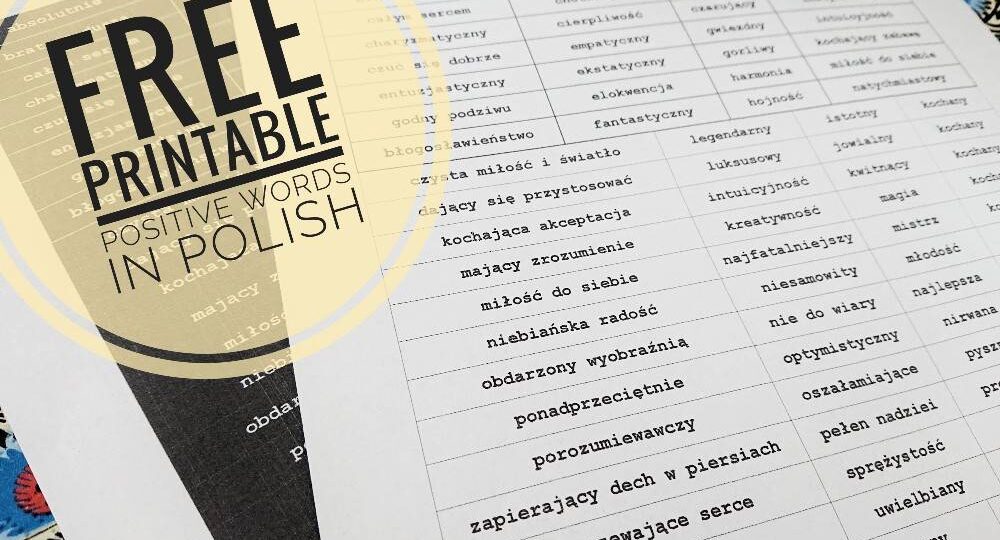 polish-positive-words-sheetsポーランド語のポジティブ単語リストコラージュペーパーb