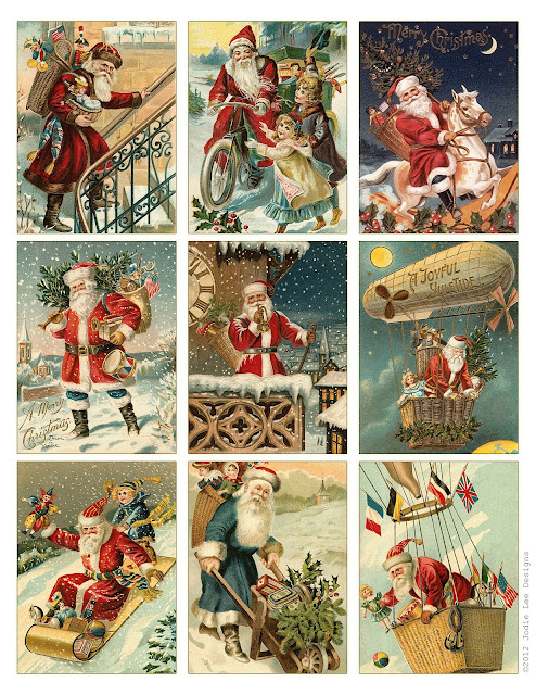 印刷無料＞クリスマスコラージュ用ペーパー素材-切手＆ポストカード集 