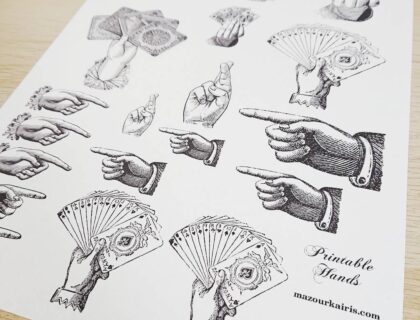 free-printable-collage-hand-sheet印刷無料コラージュ素材ヴィンテージアンティークハンド手