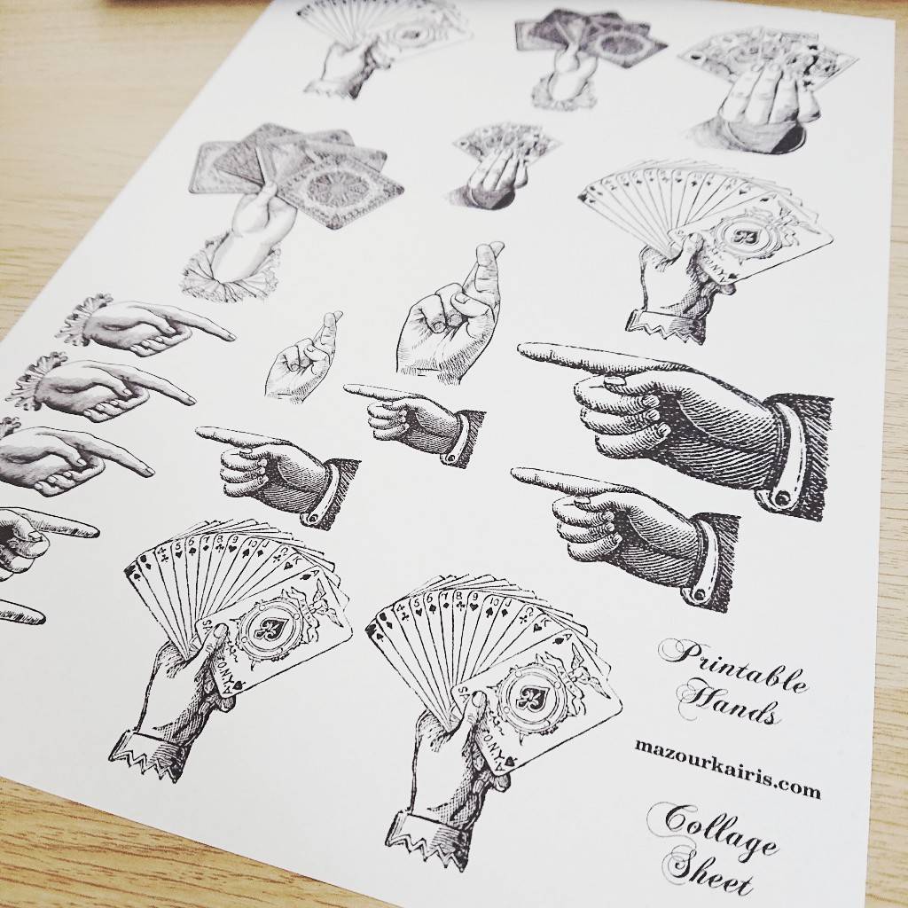 印刷無料 Free Printabele Hands Collage Sheet 手 素材シート