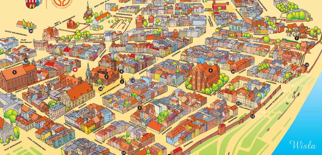 トルンの観光マップ地図