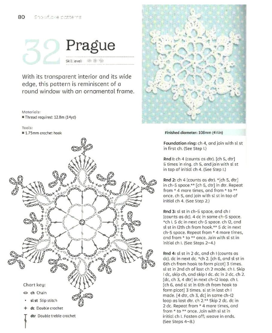 snowflake-crochet-free-diagramかわいい雪の結晶編み図